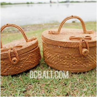 cosmetic circle design large bags ata grass handwoven bali style